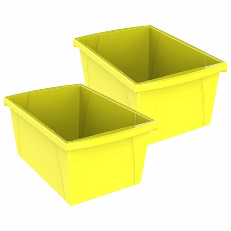 STOREX Classroom Storage Bin, 5.5 Gallon, Yellow, 2PK 61484U06C